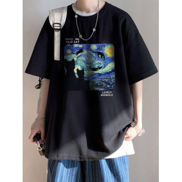 Van Gogh T-shirt Black Cat