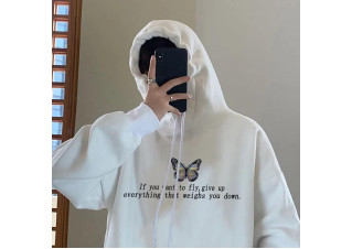 White butterfly hoodie